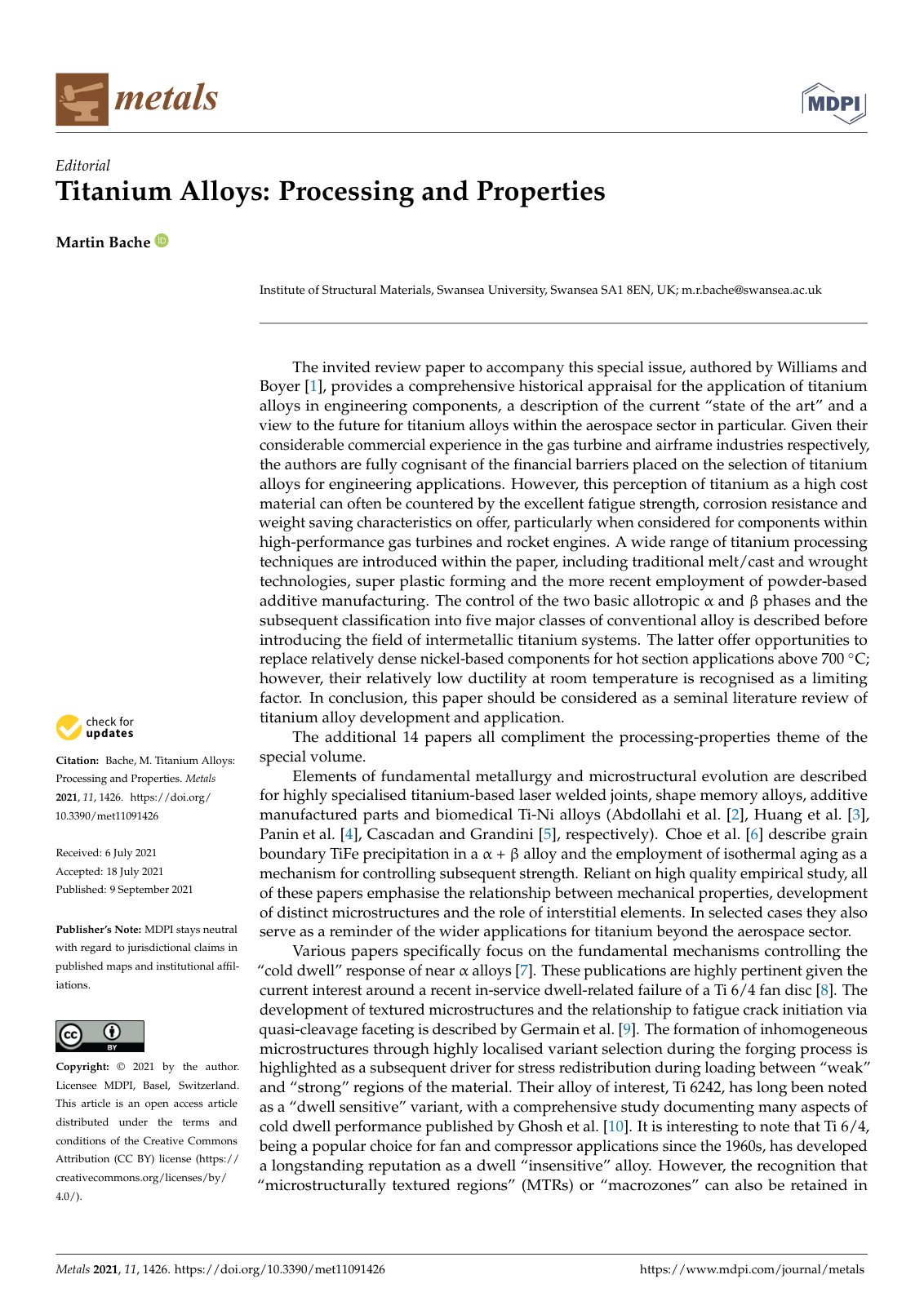 First page of Titanium Alloys Processing and Propertie