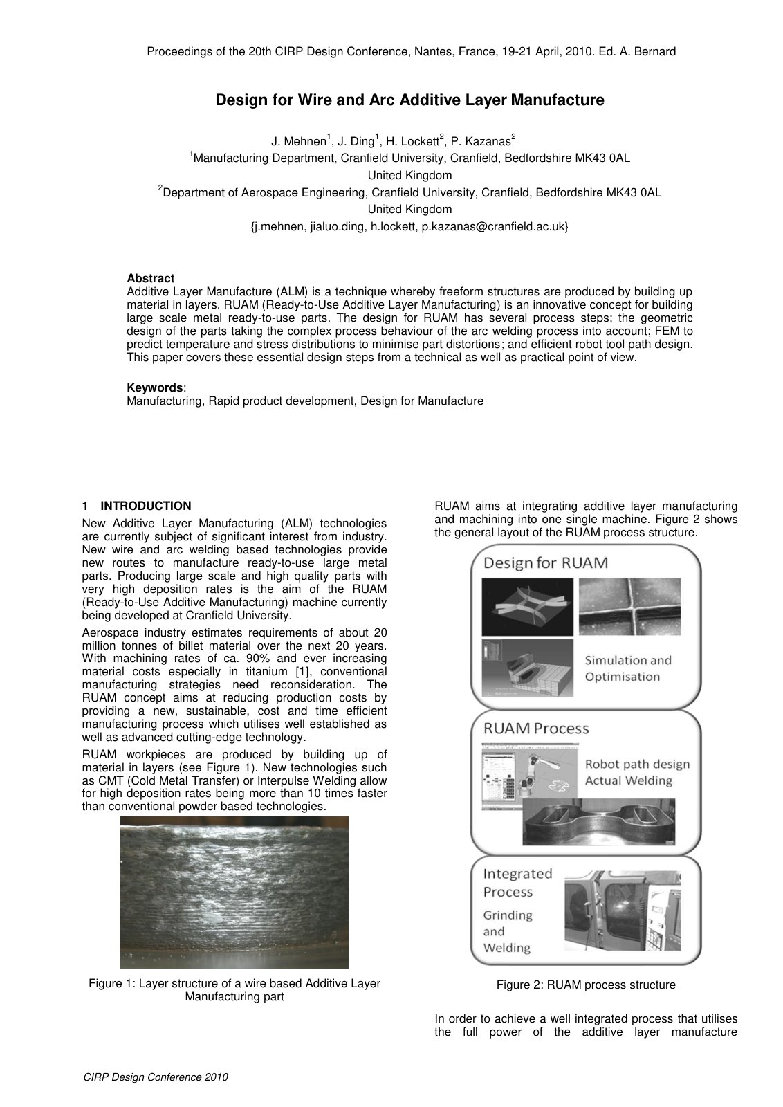 First page of Design for Wire and Arc Additive Layer Manufacture
