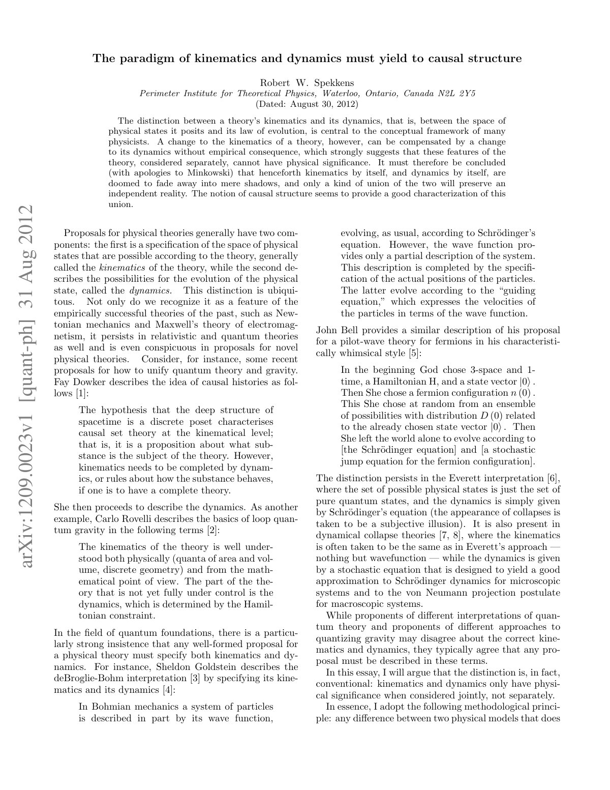 First page of The Paradigm of Kinematics and Dynamics