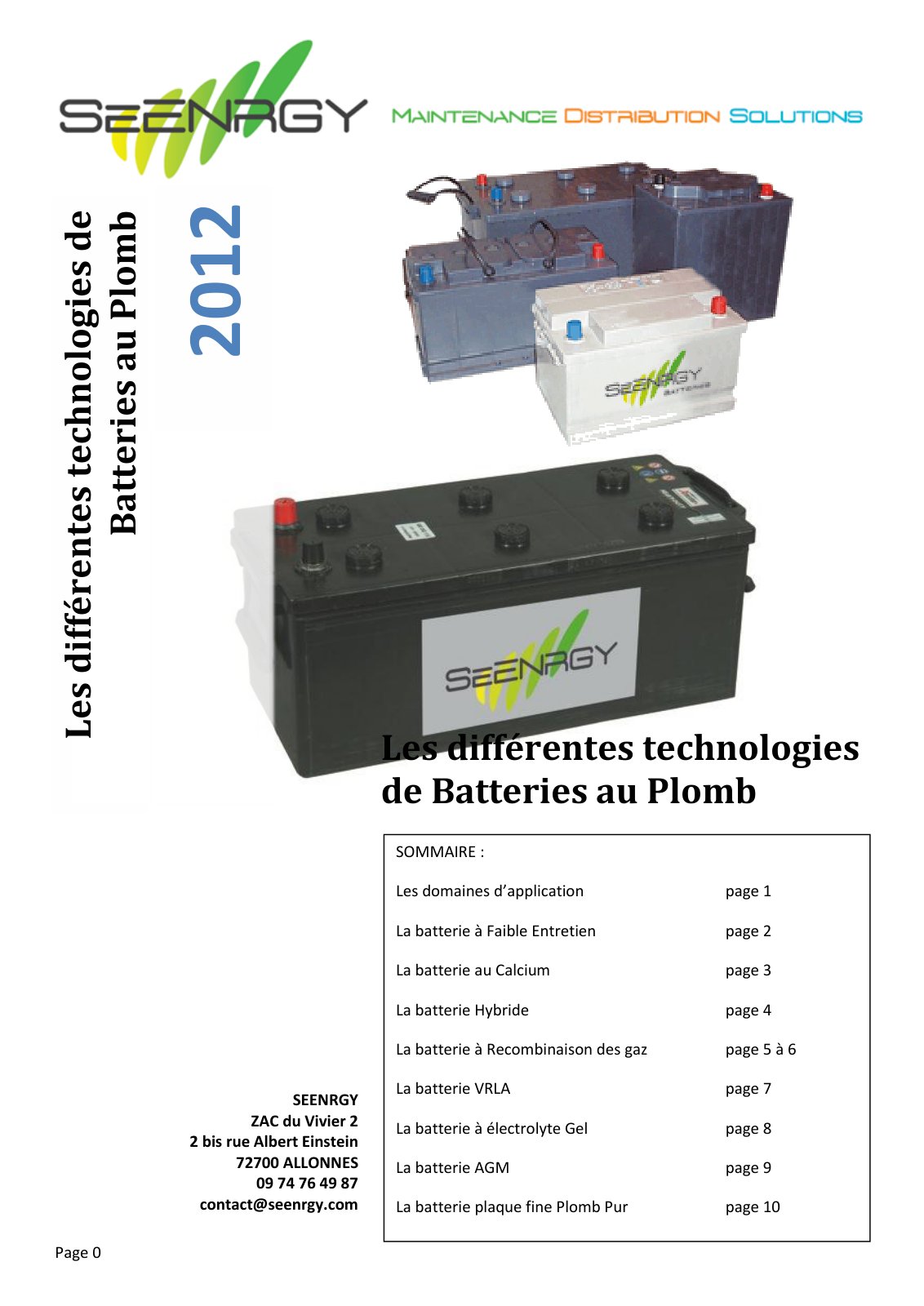 First page of Les différentes technologies de batteries au plomb