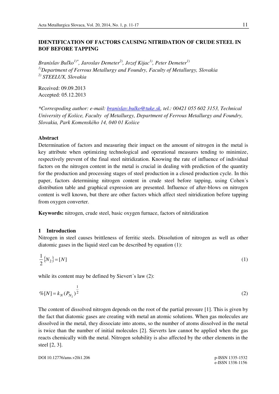 First page of Identification of Factors Causing Nitrid