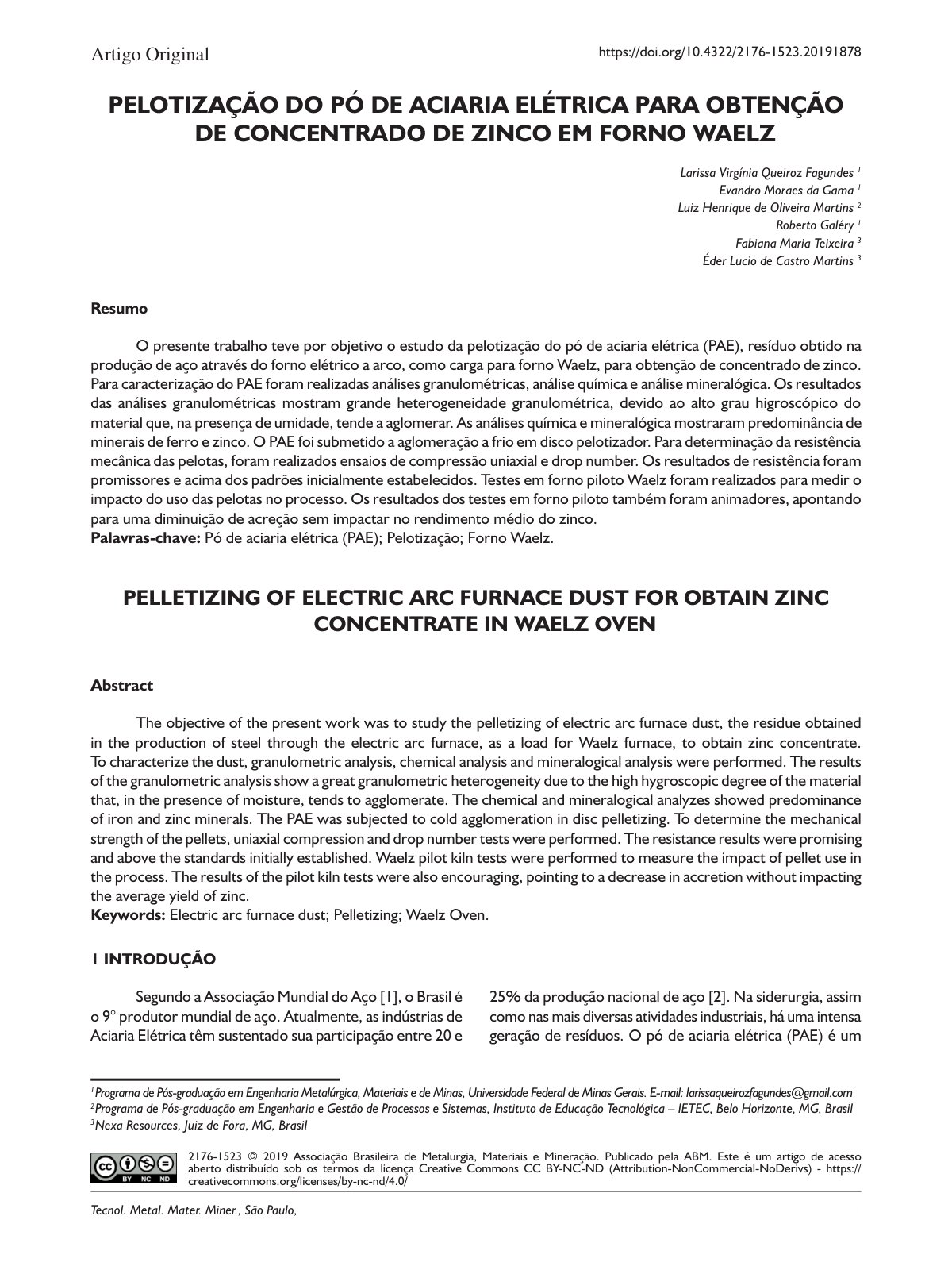 First page of Pelotizacao Do Po De Aciaria Eletrica Pa