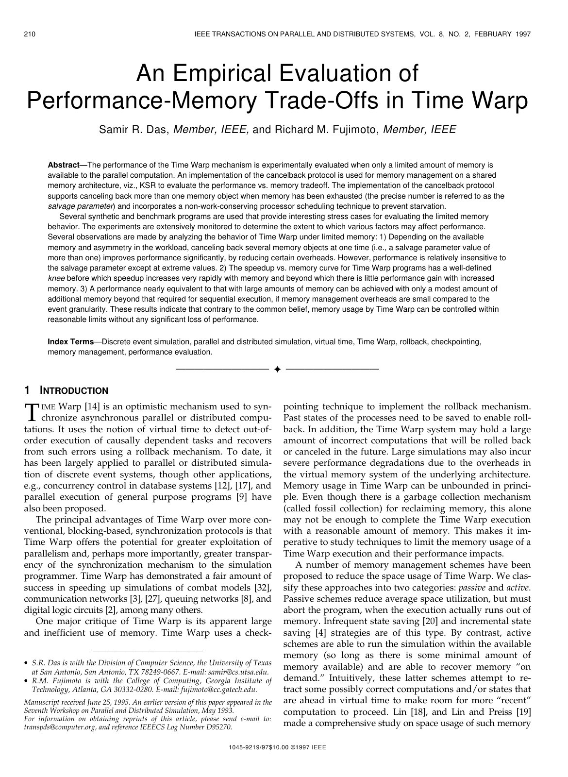 First page of An empirical evaluation of performance m