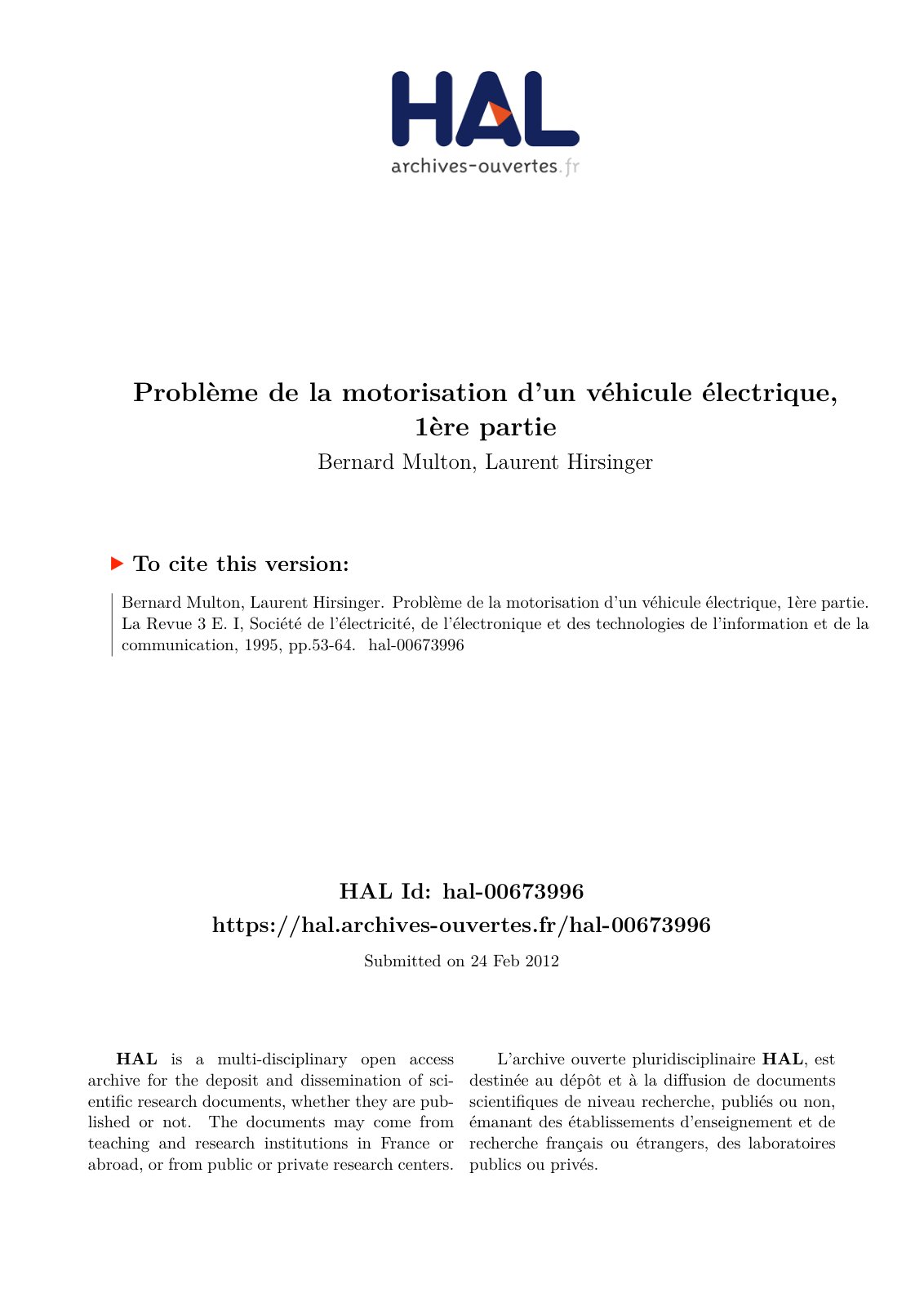 First page of motorisation ve1