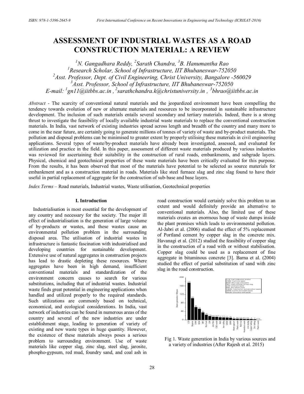 First page of Assessment of Industrial Wastes as a Con