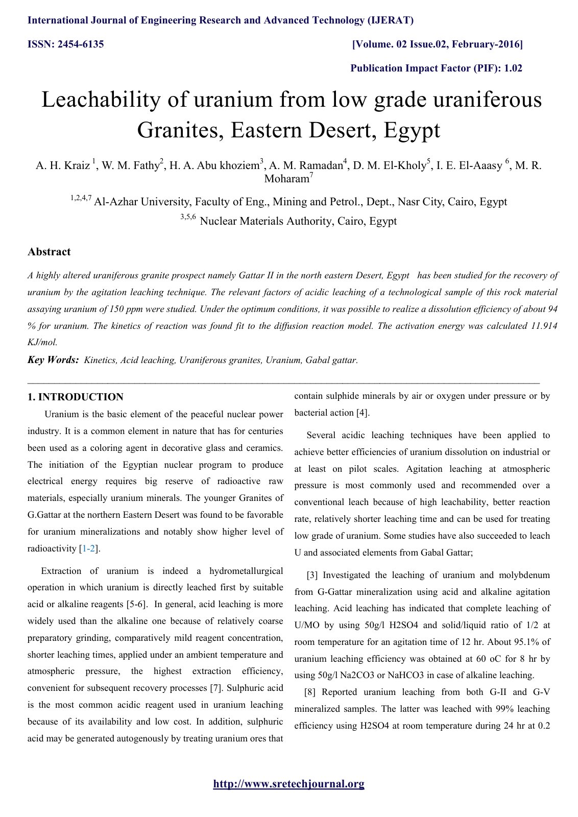 First page of Leachability of uranium from low grade u