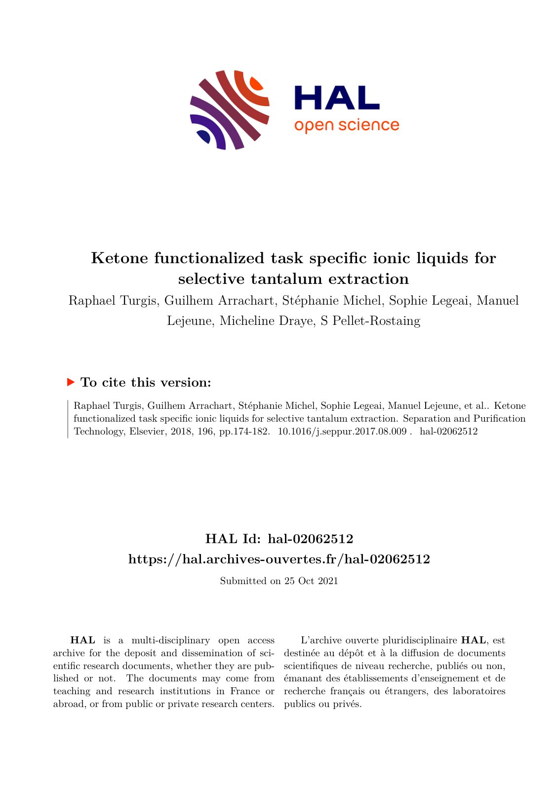 First page of Ketone functionalized task specific ioni