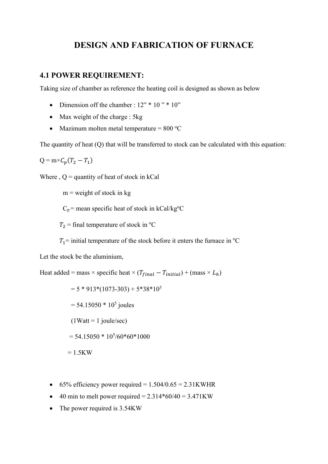 First page of Design and Fabrication of Furnace