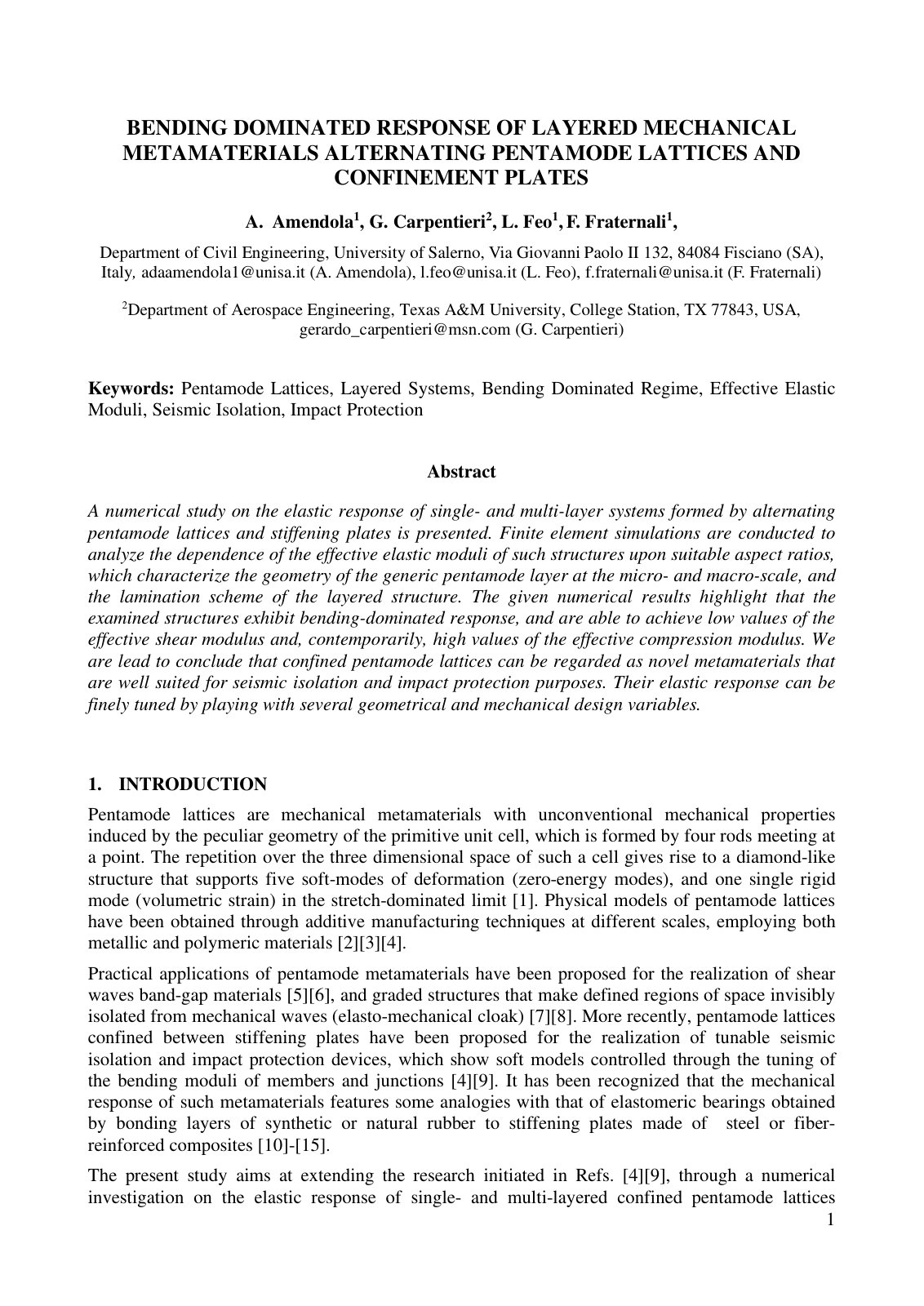 First page of BENDING DOMINATED RESPONSE OF LAYERED MECHANICAL