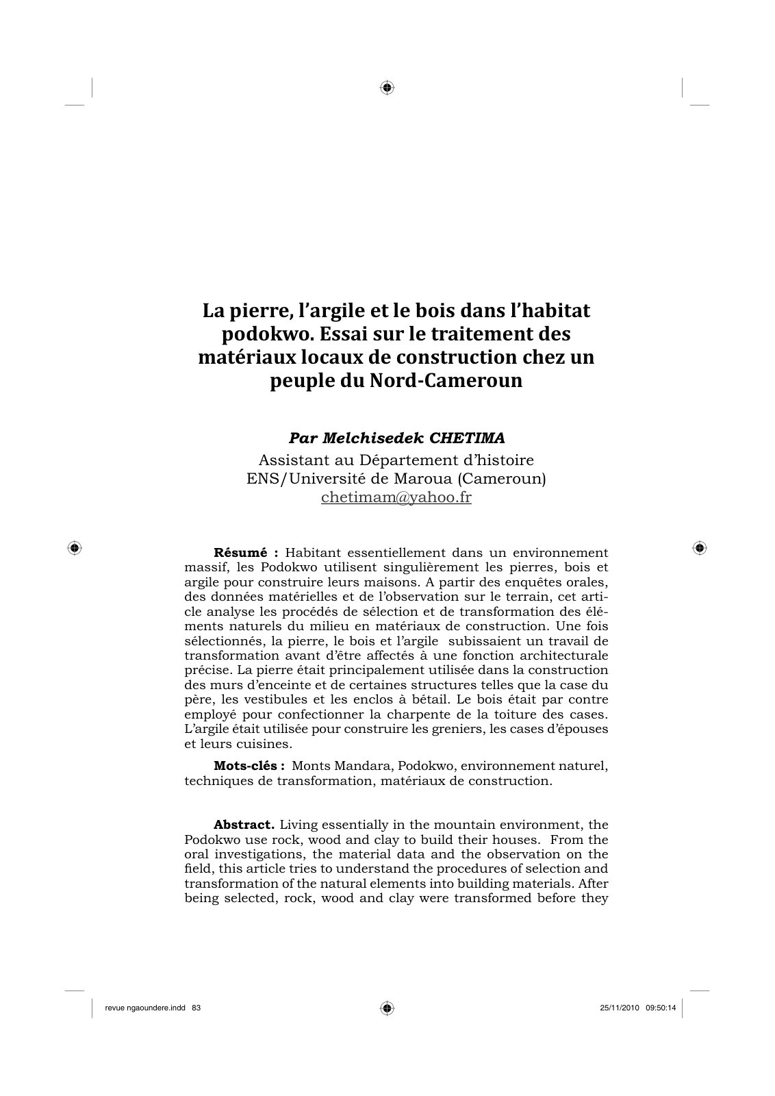 First page of La pierre l argile et le bois dans l hab
