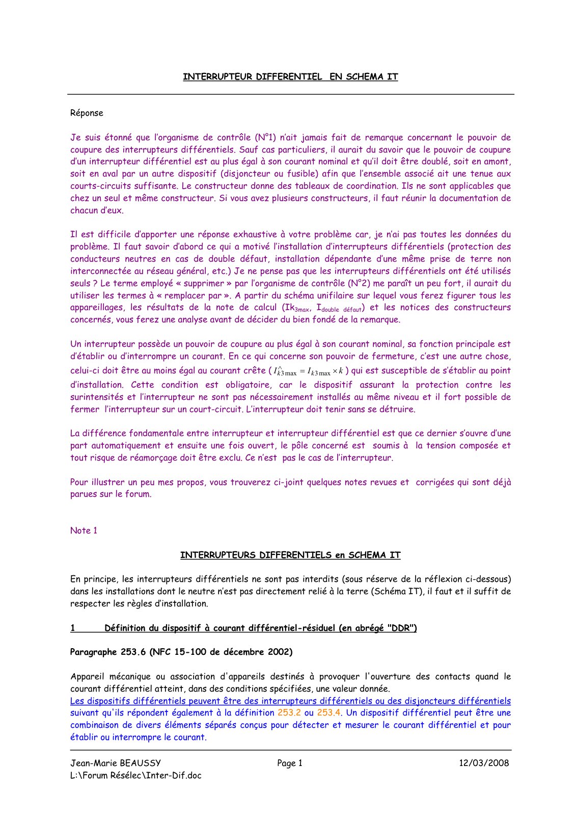 First page of inter dif it