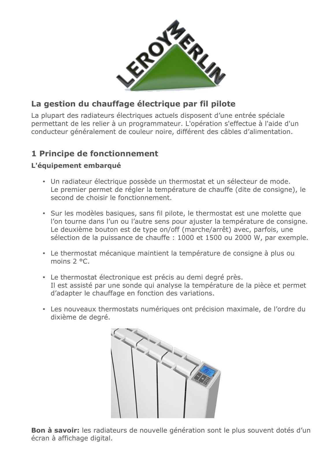 First page of gestion chauffage