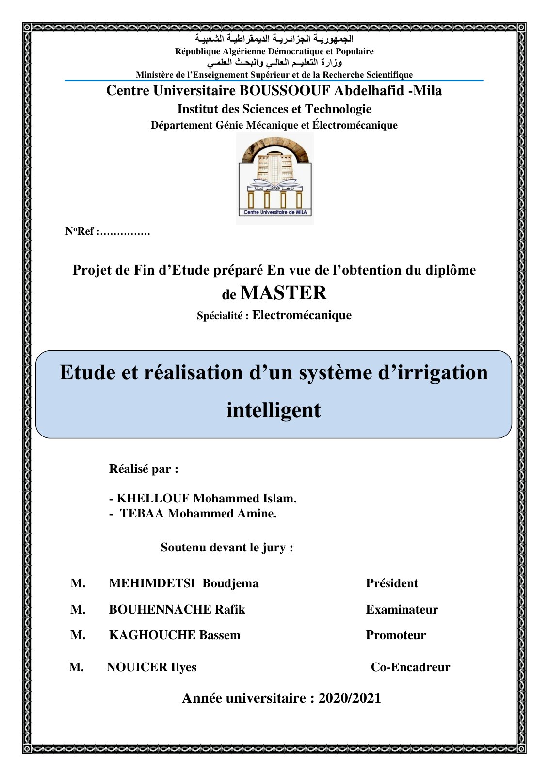 First page of IRRIGATION INTELLIGENTE