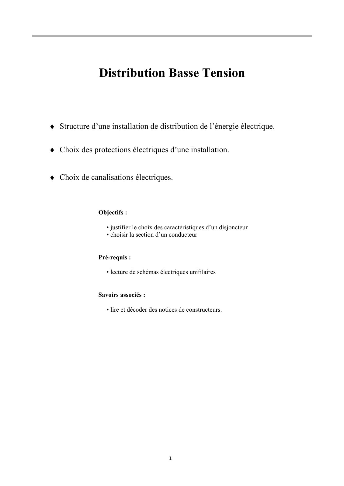 First page of Distribution Basse Tension
