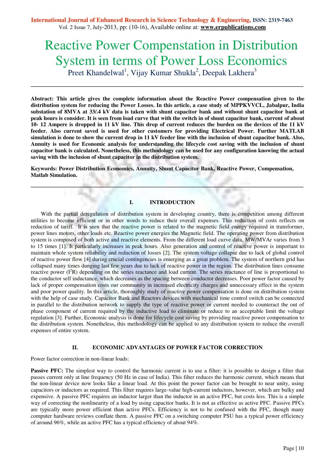 First page of Reactive Power Compenstation in Distribu