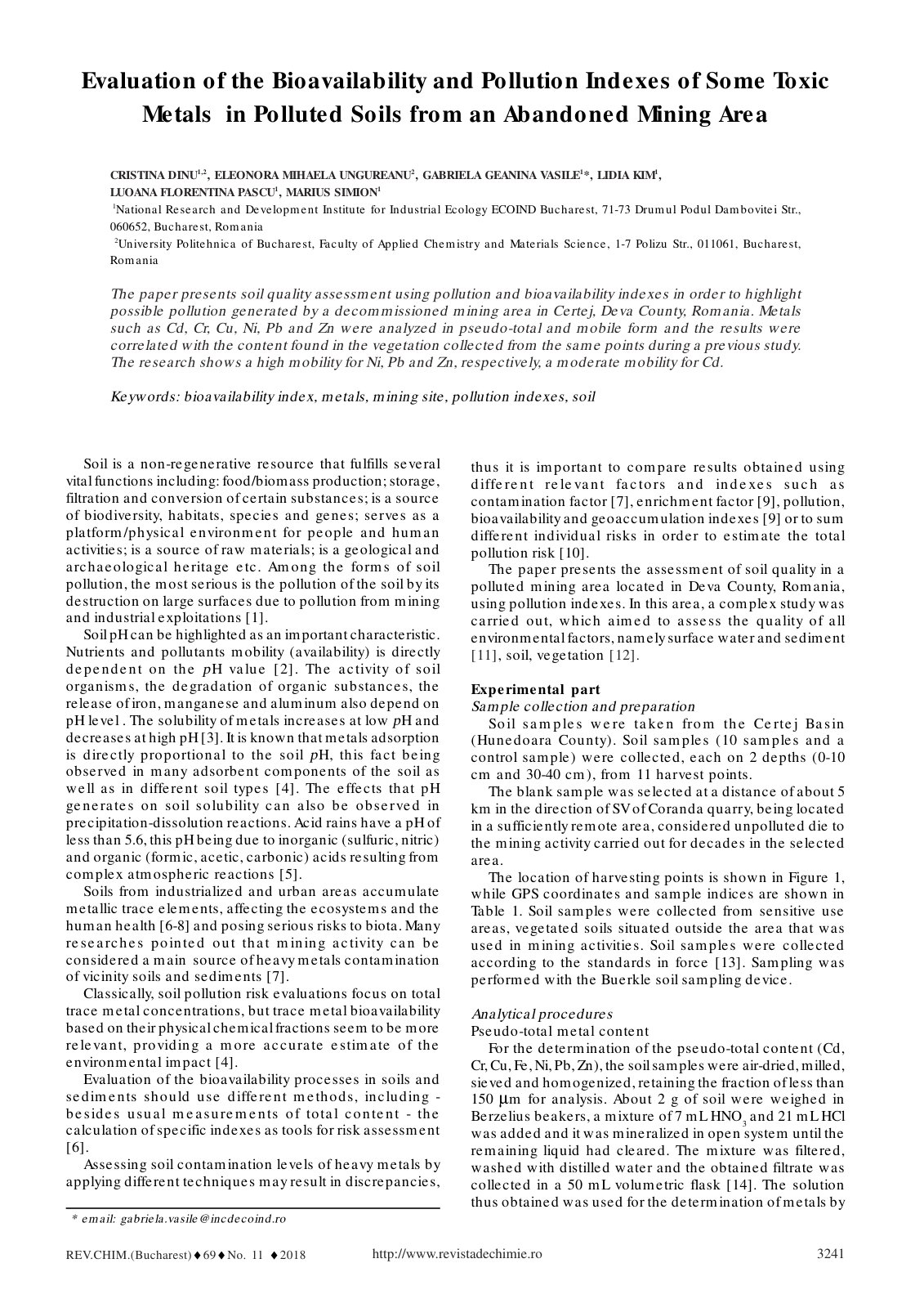 First page of Evaluation of the Bioavailability and Pollution Ind exes of Some T oxic Metals in Polluted Soils from an Abandoned Mining Area