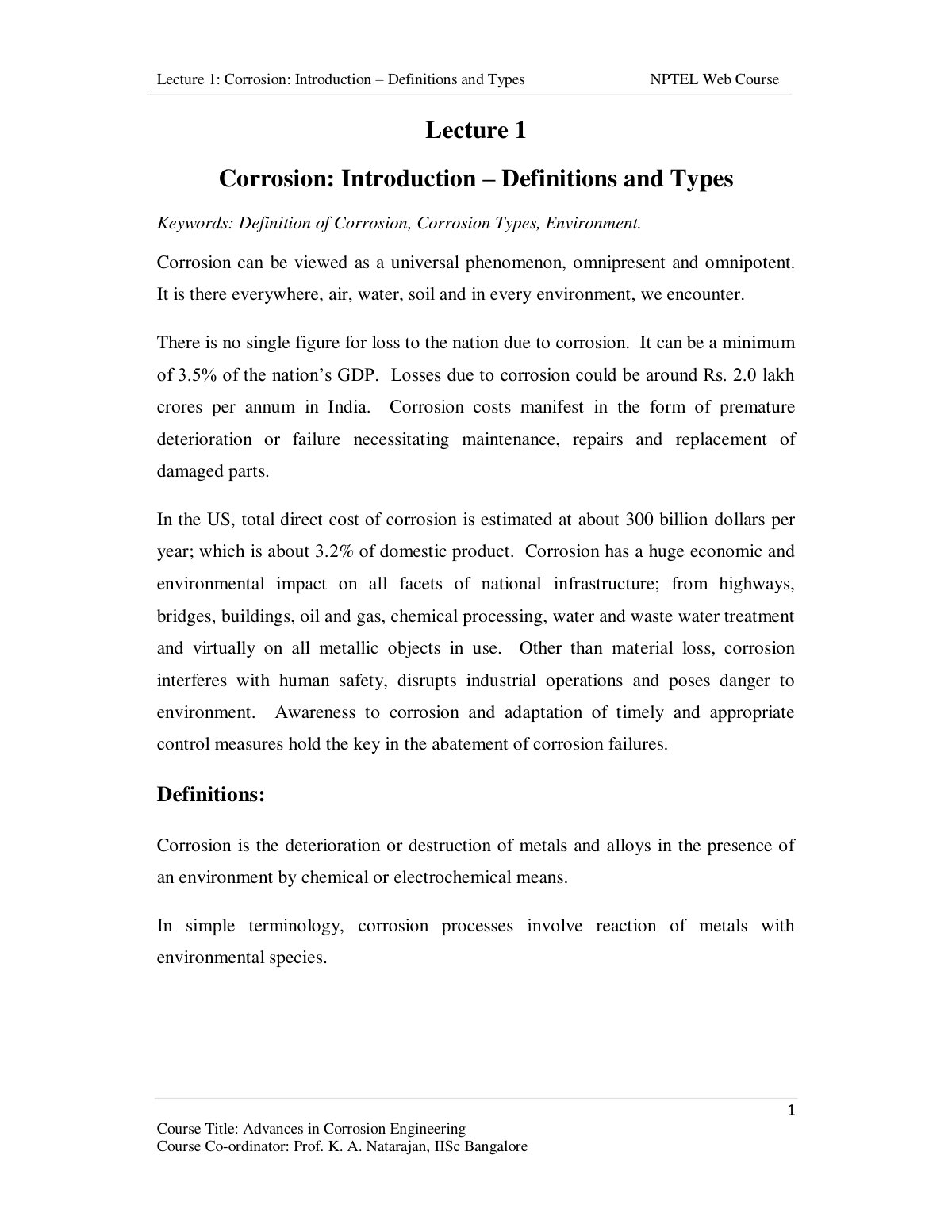 First page of Corrosion: Introduction – Definitions and Types