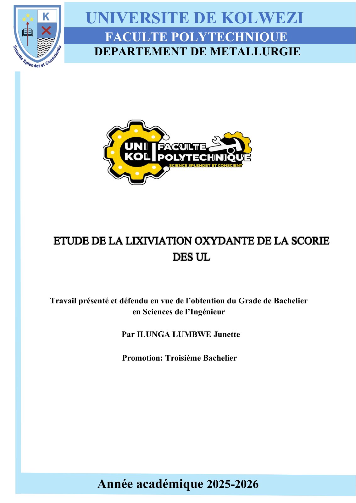 First page of Junette LUMBWE1