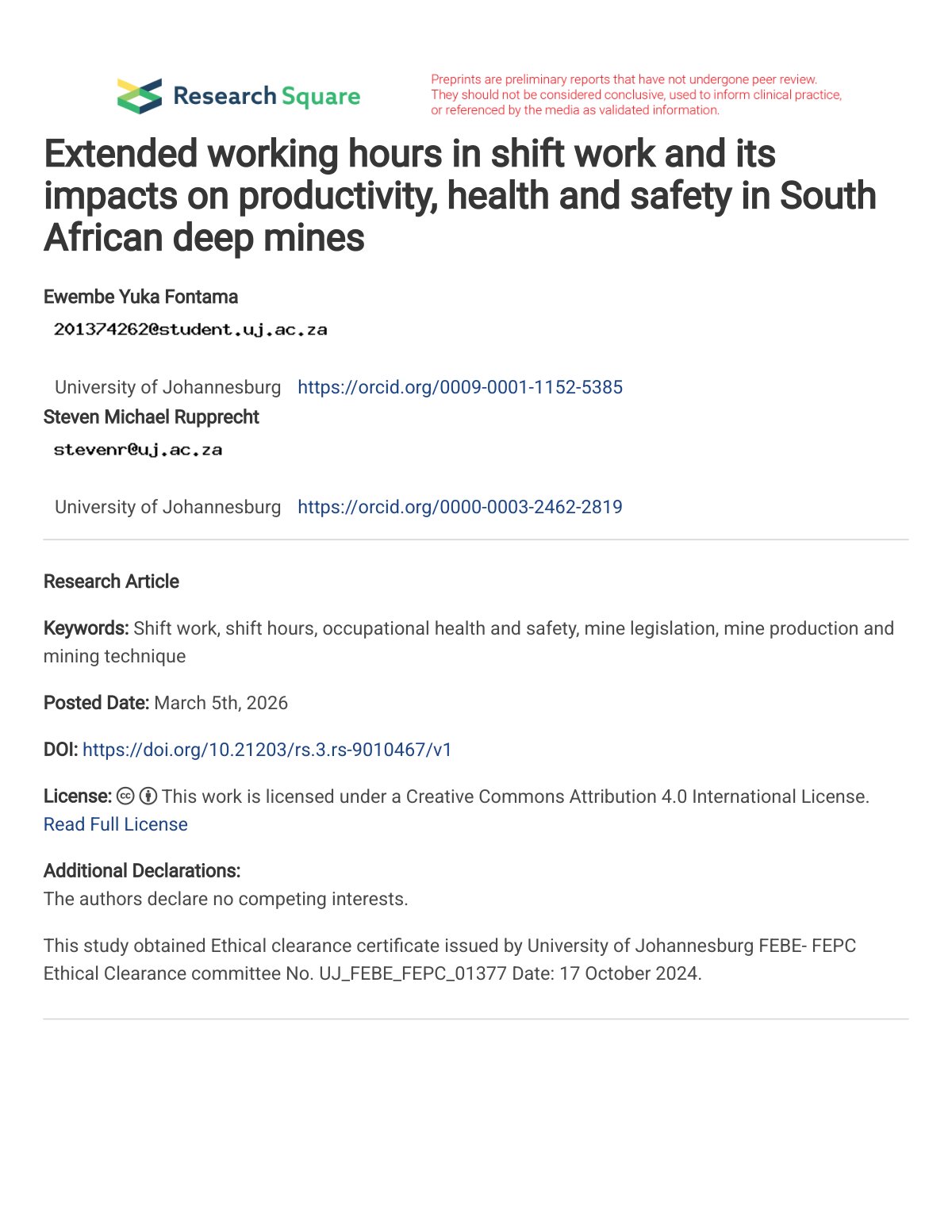 First page of Extended working hours in shift work and its impac