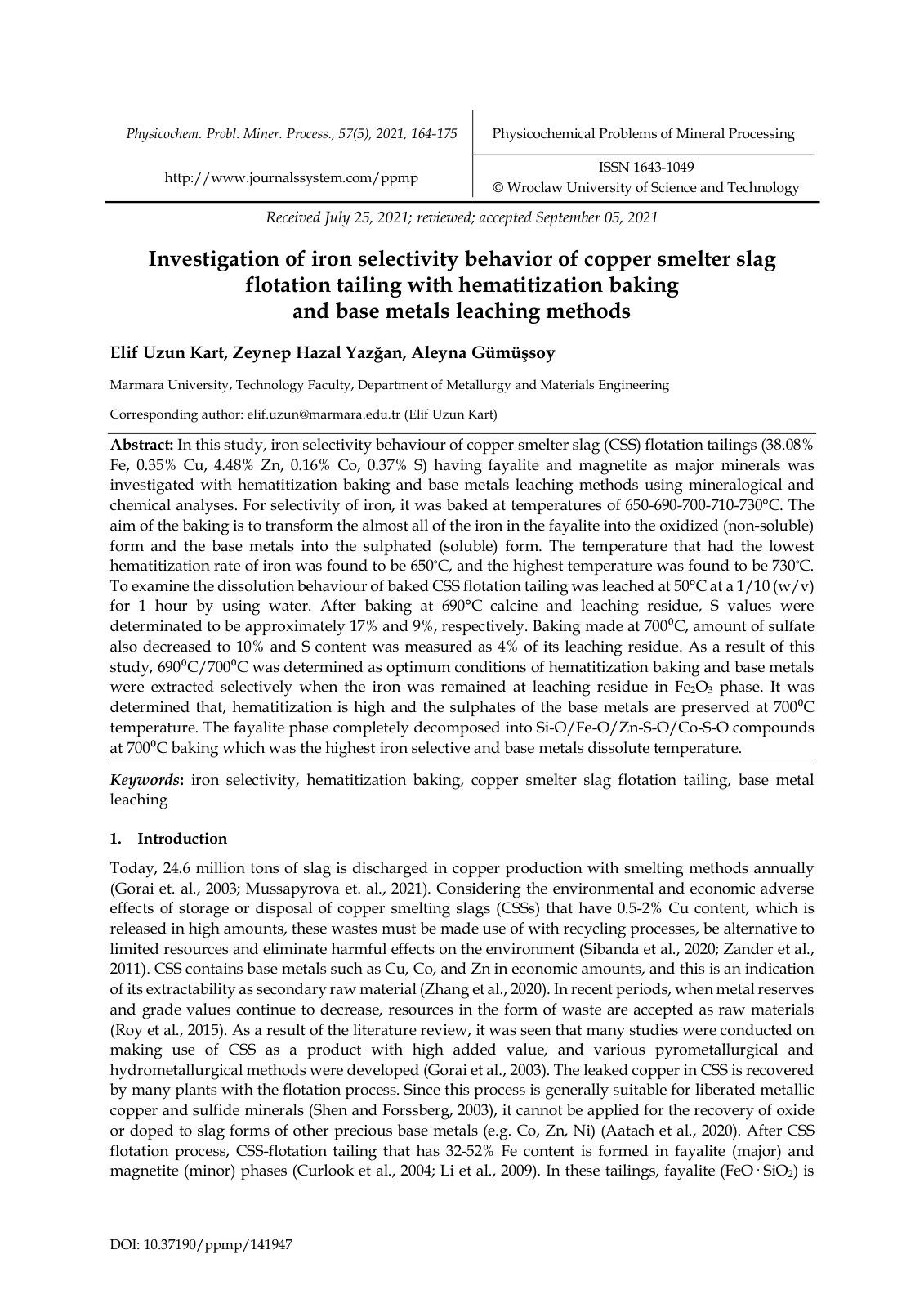 First page of Investigation of iron selectivity behavi