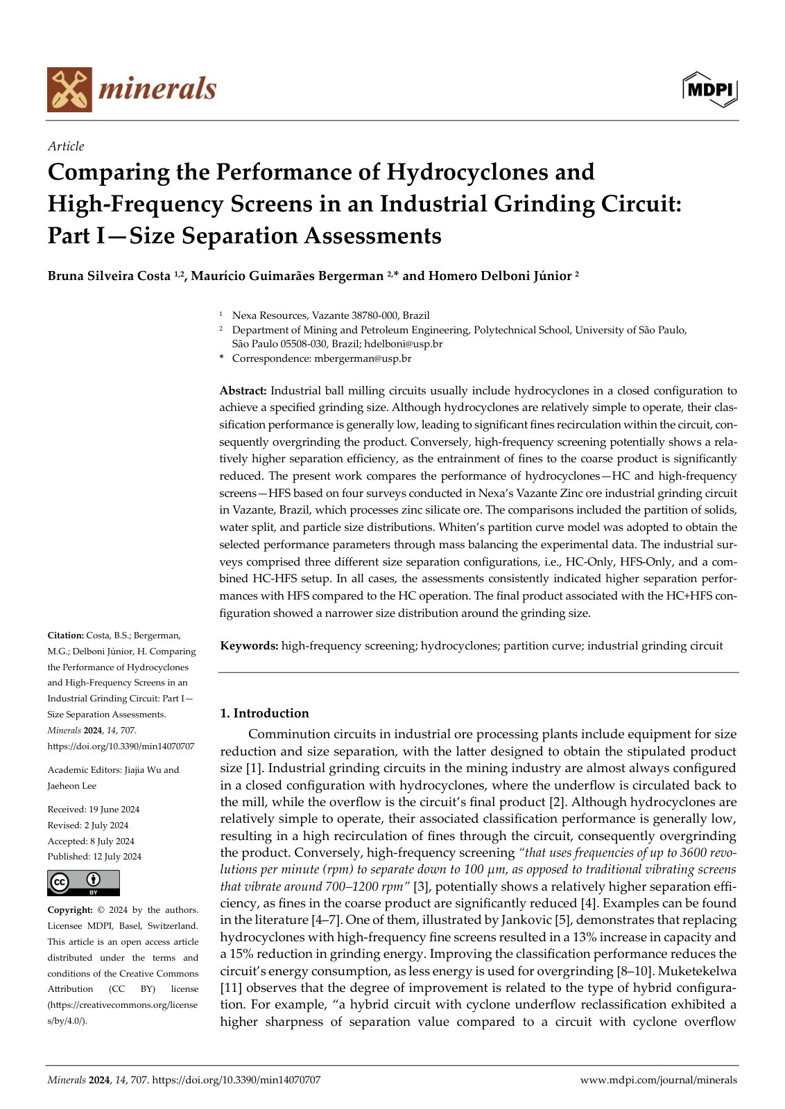 First page of Type of the Paper (Article