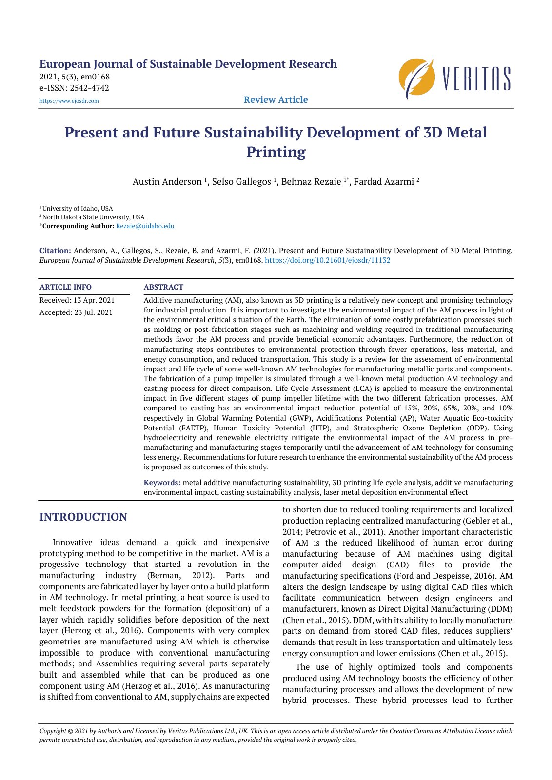 First page of Present and Future Sustainability Develo