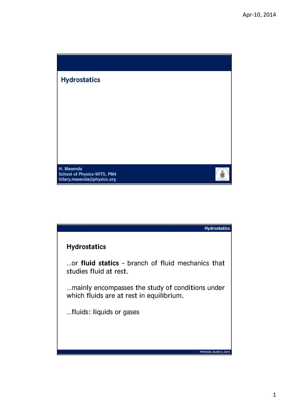 First page of 2.2+Hydrostatics