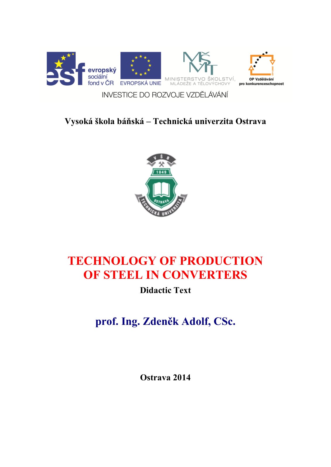 First page of Technology of Steelmaking in Converters 