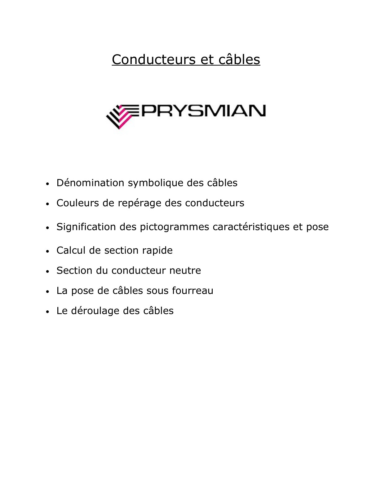 First page of cables prysmian