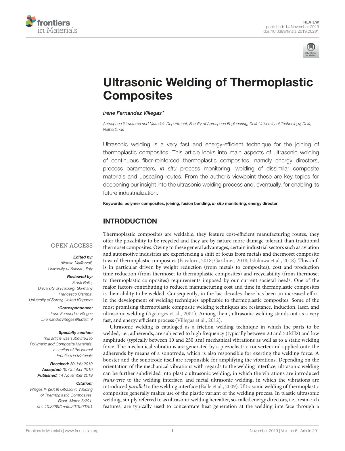 First page of Ultrasonic Welding of Thermoplastic Composites