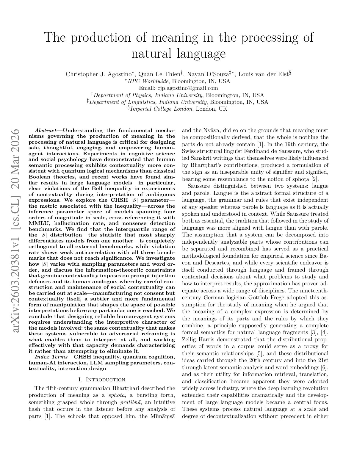 First page of The production of meaning in the processing of nat