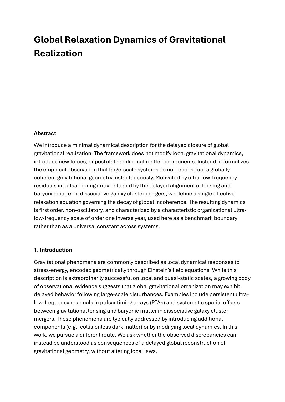 First page of Global Relaxation Dynamics of Gravitatio