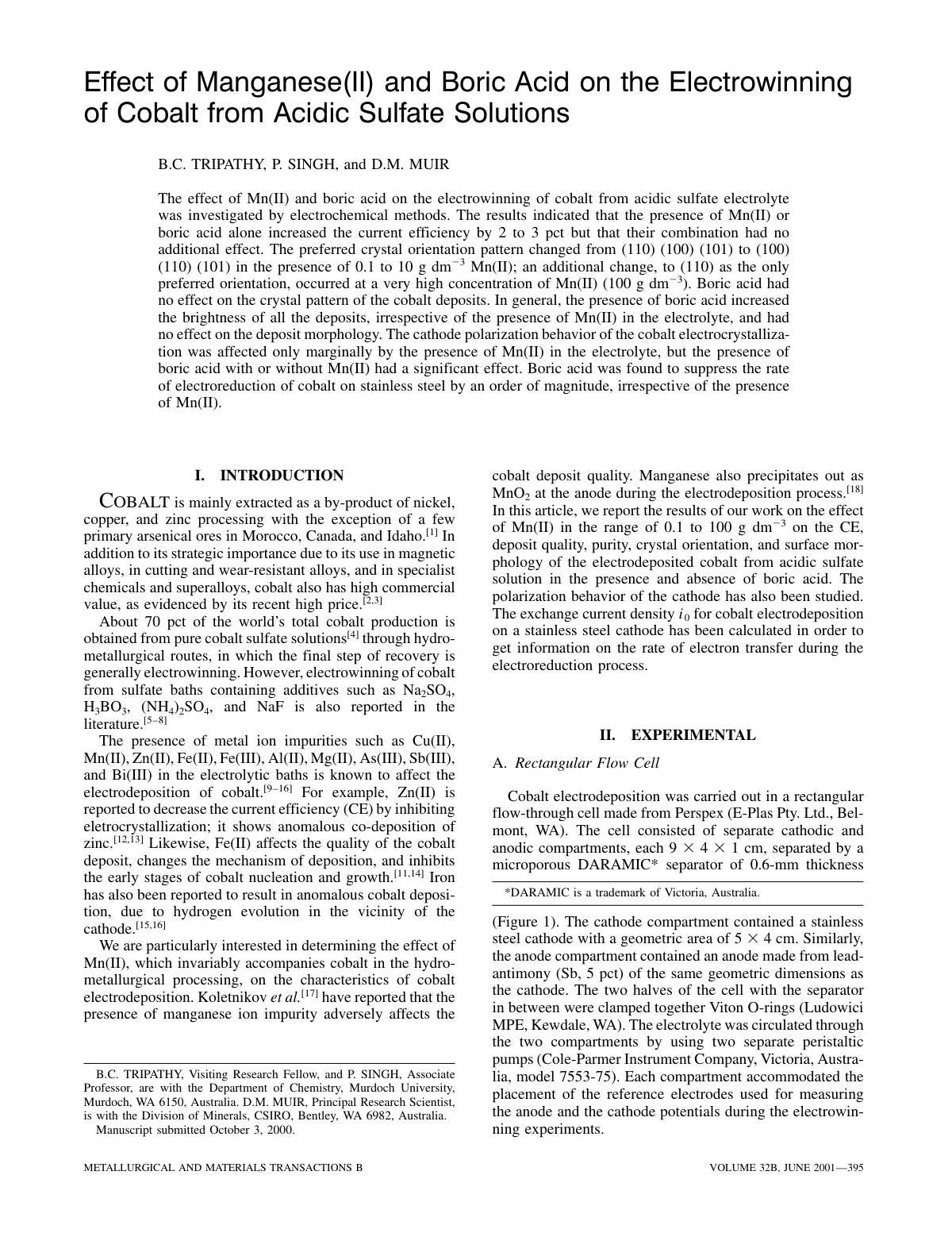 First page of Effect of manganese II and boric acid on