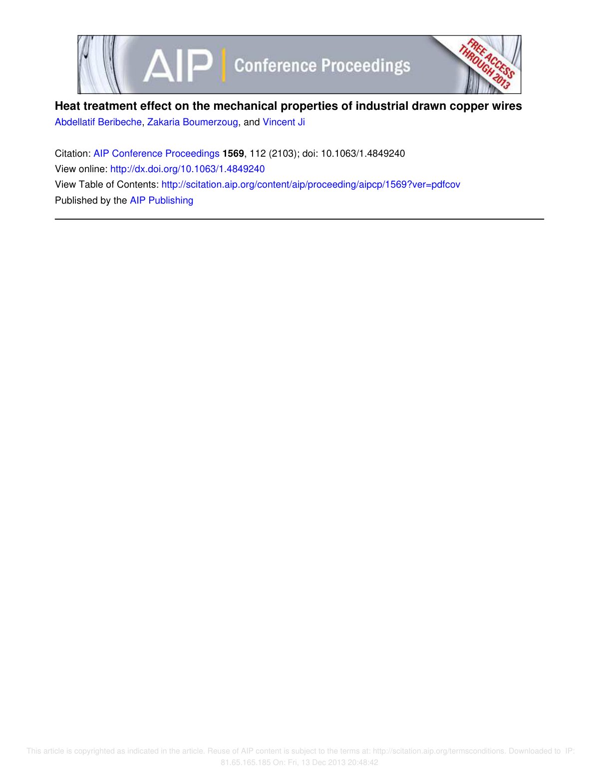 First page of Heat treatment effect on the mechanical
