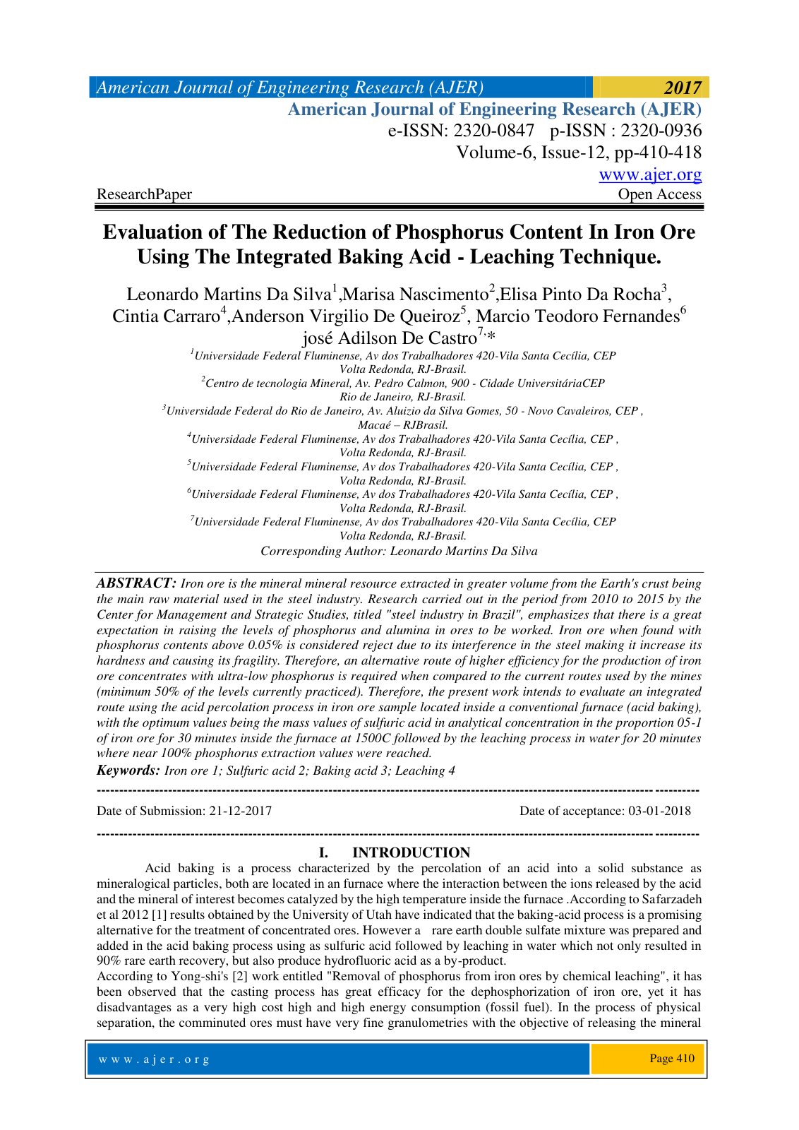 First page of Evaluation of The Reduction of Phosphoru