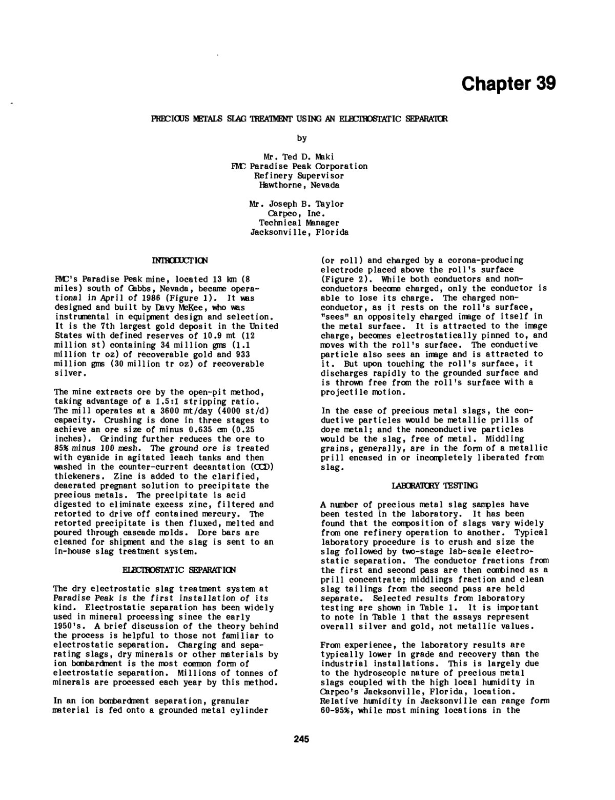 First page of Precious metal slag treatment