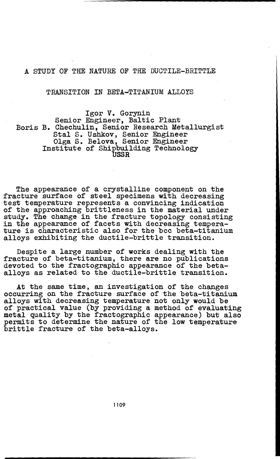 First page of A STUDY OF THE NATURE OF THE DUCTILE-BRITTLE TRANSITION IN BETA-TITANIUM ALLOYS