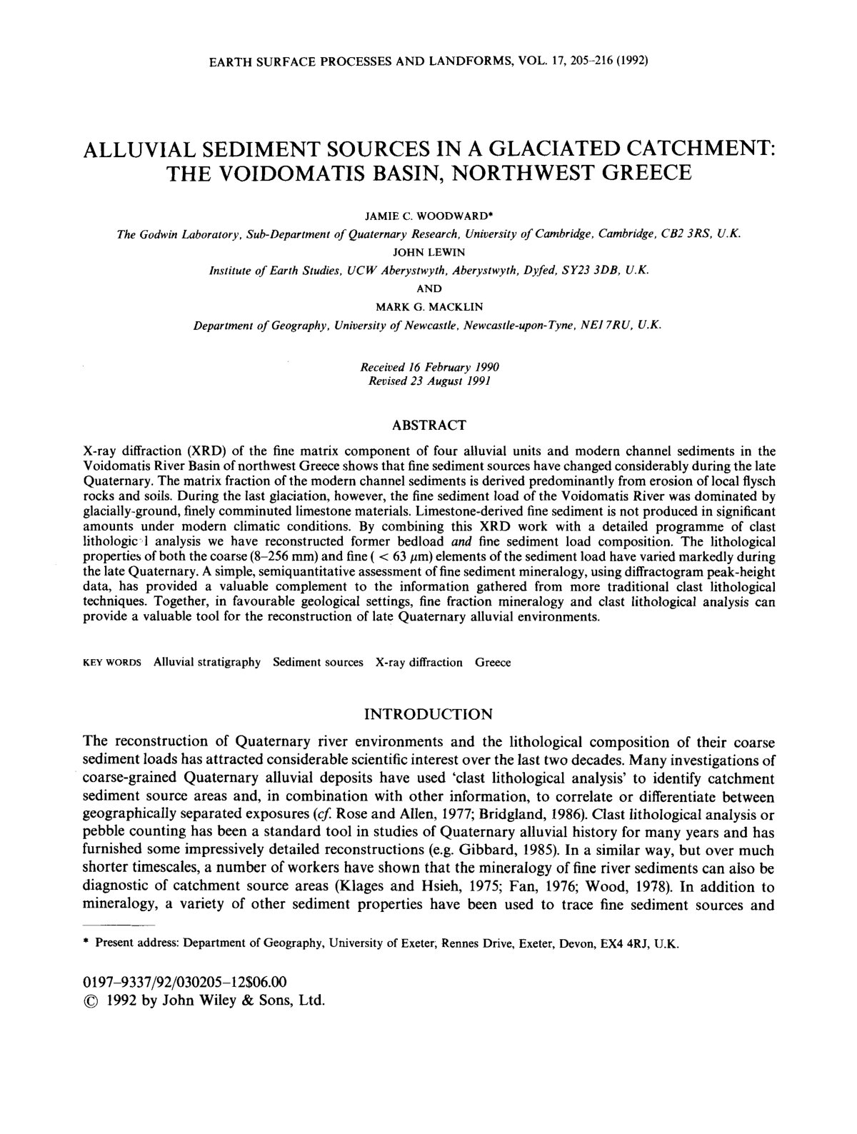 First page of Alluvial Sediment Sources in a Glaciated Catchment: The Voidomatis Basin, Northwest Greece