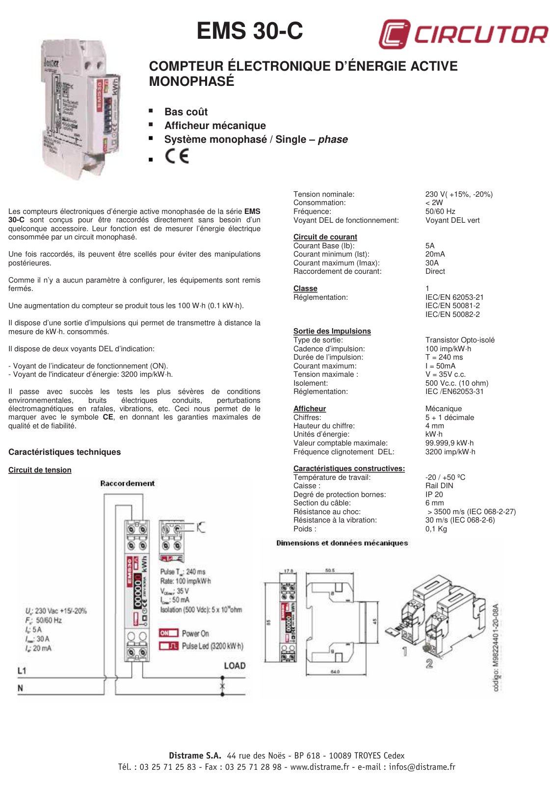 First page of COMPTEUR ÉLECTRONIQUE D’ÉNERGIE ACTIVE MONOPHASÉ