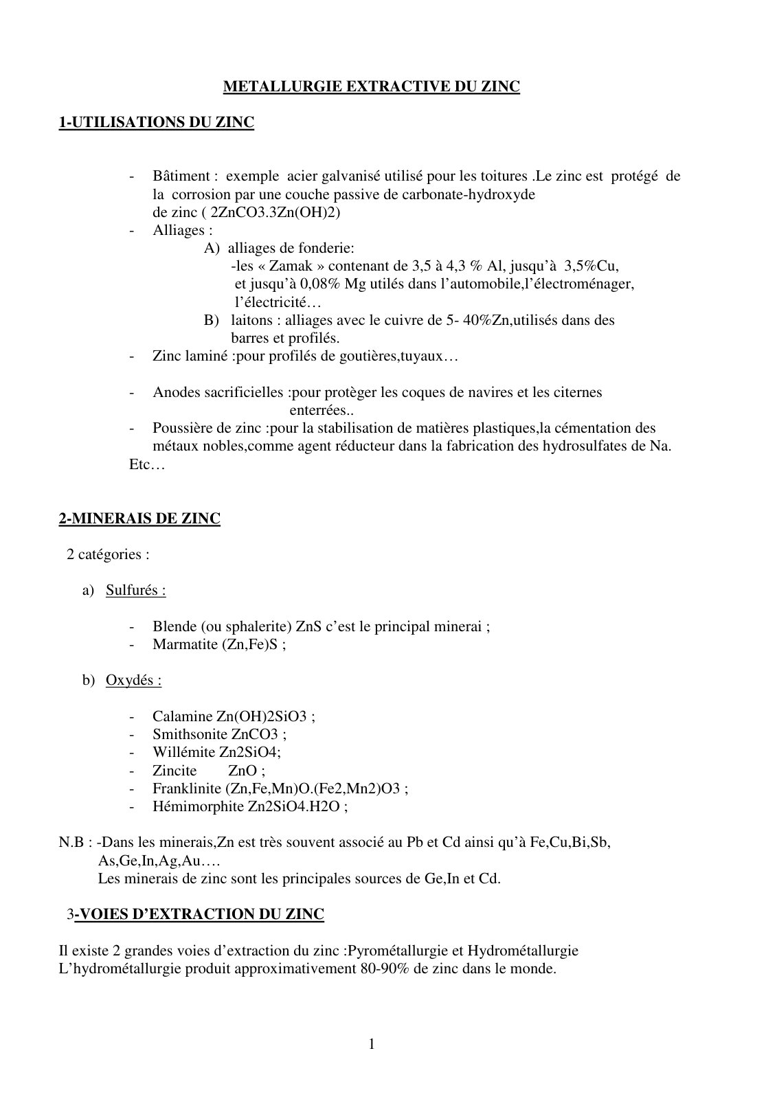 First page of 374470157 Metallurgie Extractive Du Zinc