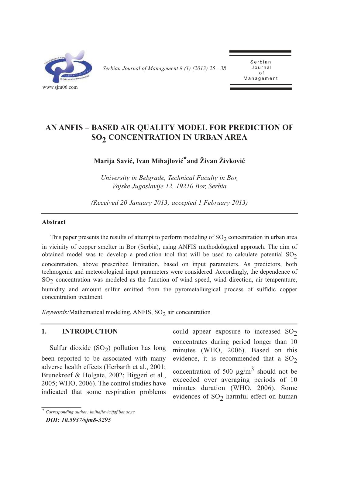 First page of An ANFIS Based Air Quality Model for Pre