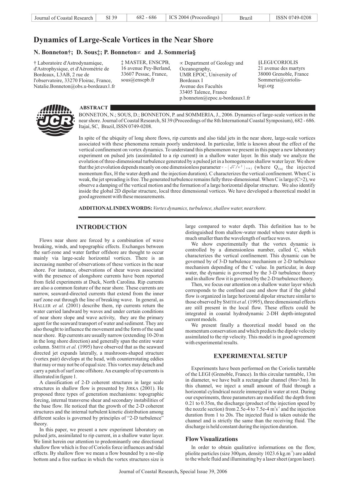 First page of Dynamics of large-scale vortices in the near shore