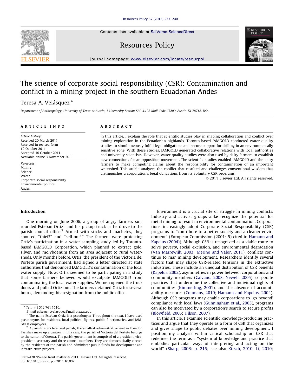 First page of The science of corporate social responsi