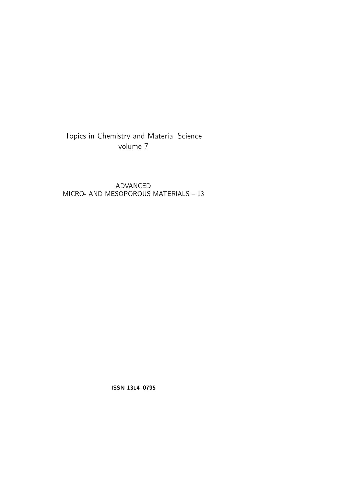 First page of Topics in Chemistry and Material Science