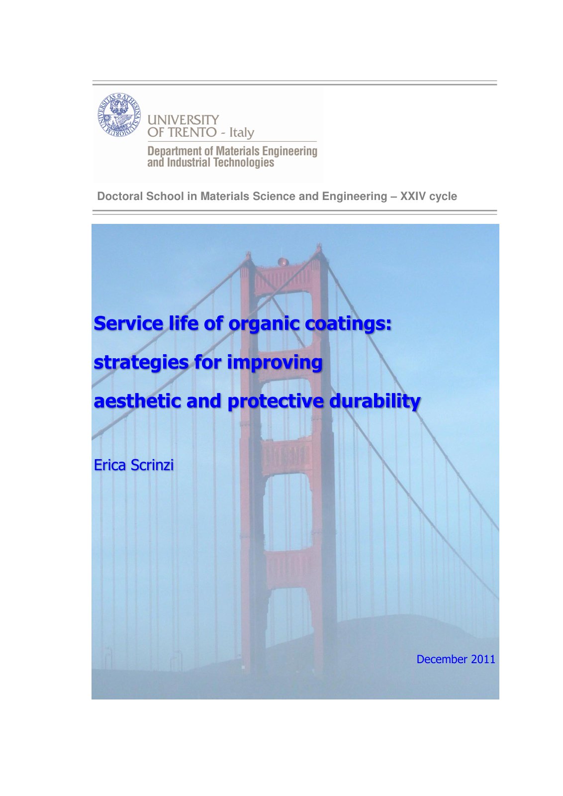 First page of Service life of organic coatings: strategies for improving aesthetic and protective durability
