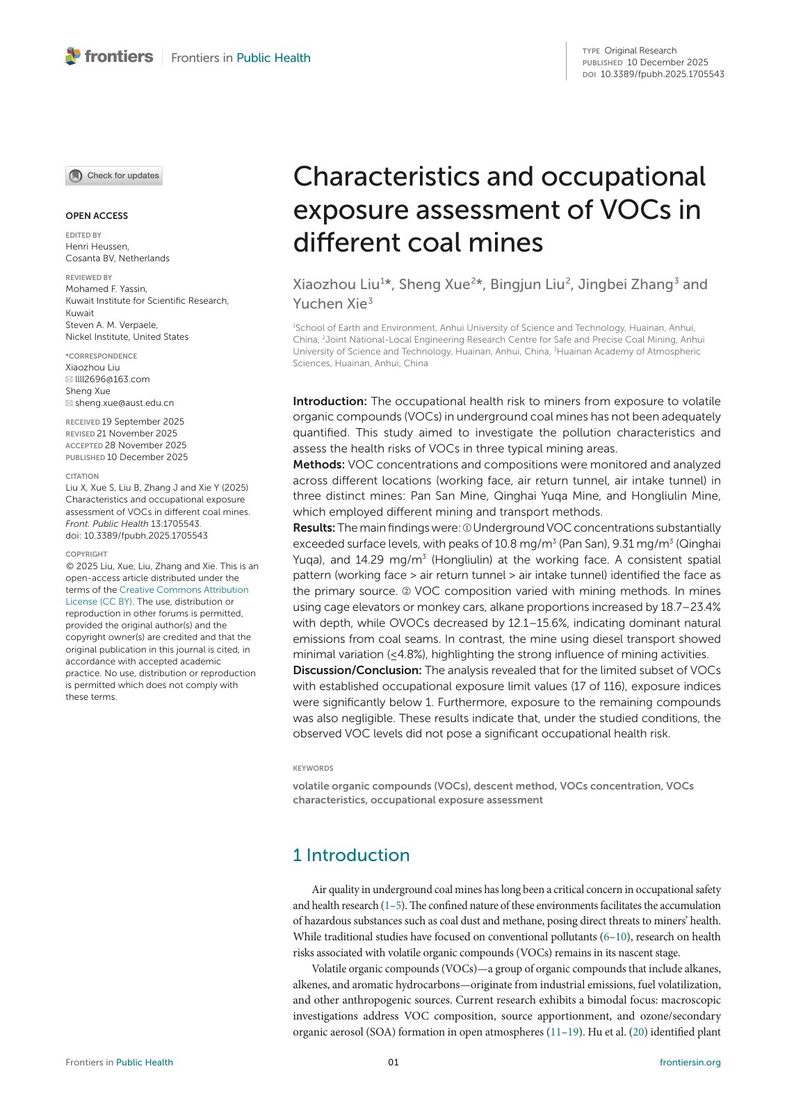 First page of Characteristics and occupational exposure assessme