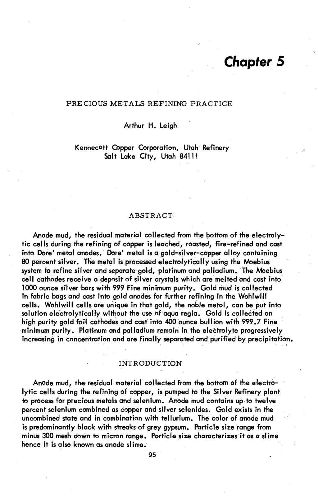 First page of Precious Metals Refining Practice
