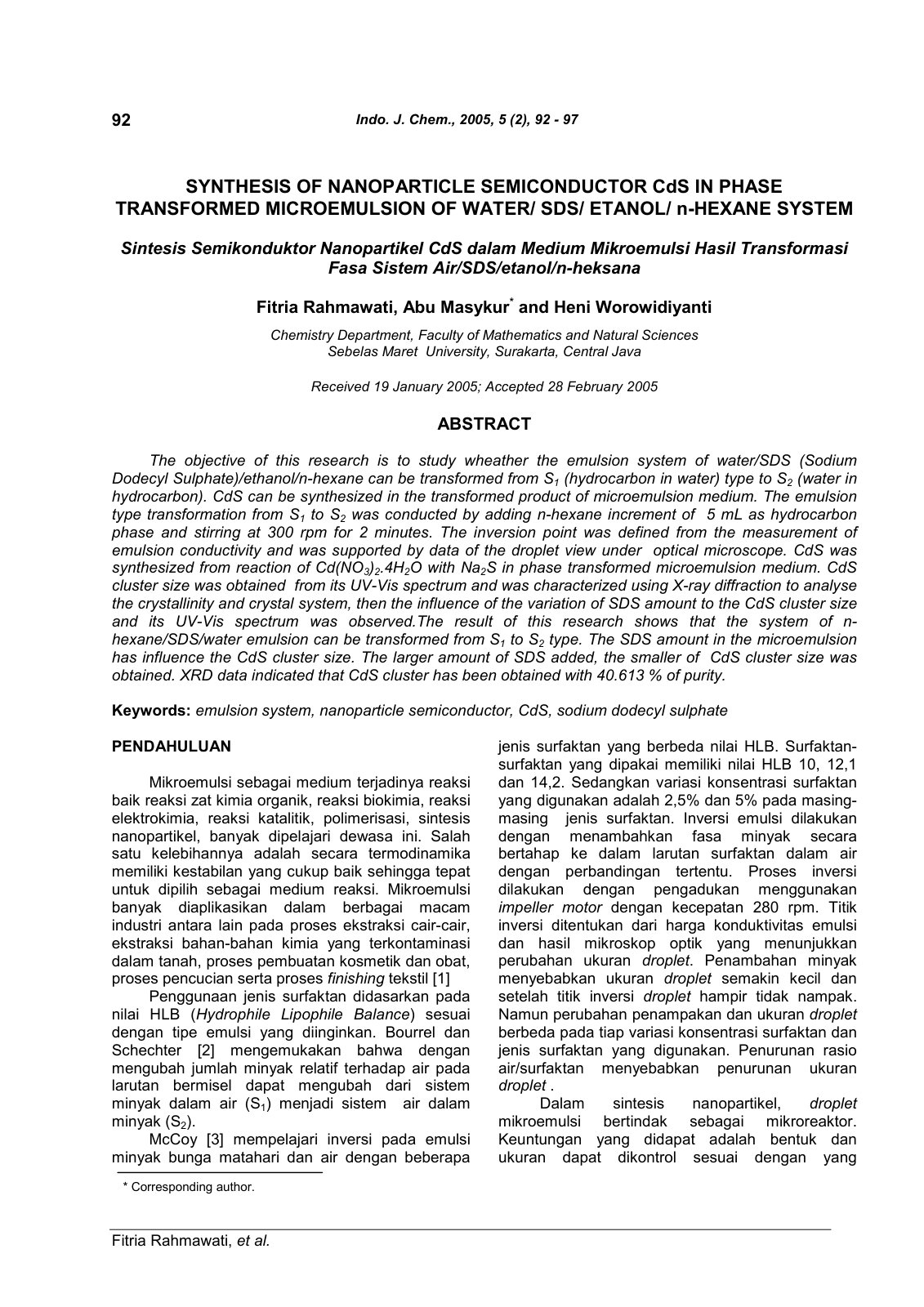 First page of SYNTHESIS OF NANOPARTICLE SEMICONDUCTOR