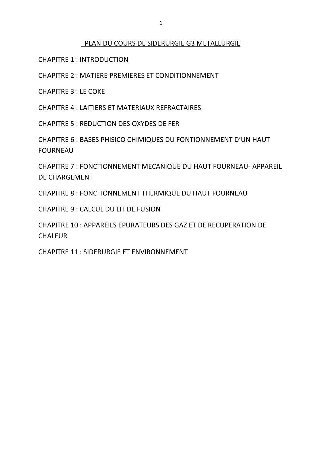 First page of 624047398 Cours de Siderurgie g3 Metal 2022 PDF Amit