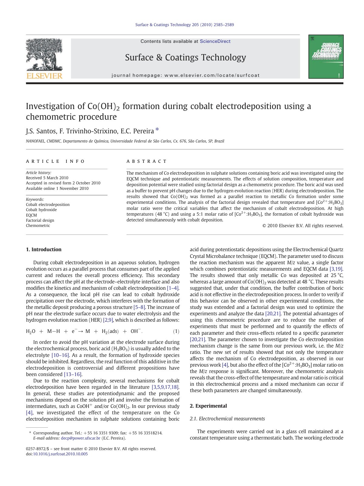 First page of Investigation of Co OH 2 formation durin